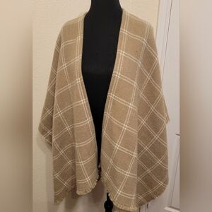 Ralph Lauren Cream and Beige Plaid Shawl